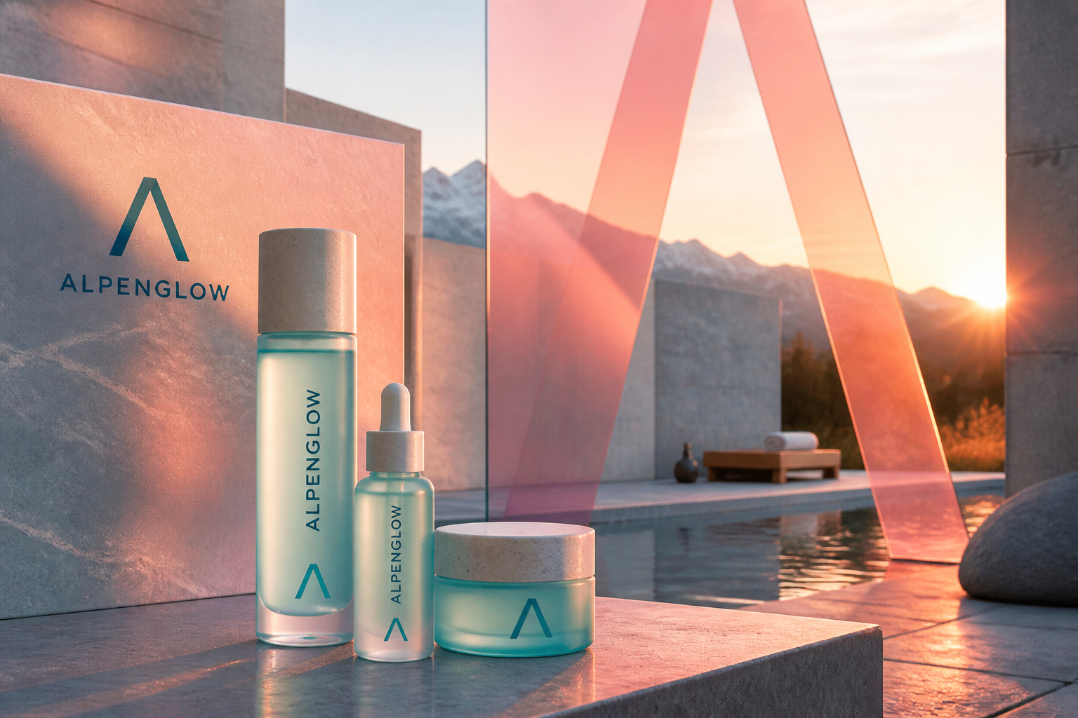 Alpenglow Skincare Launch — Spa-scale environmental identity.