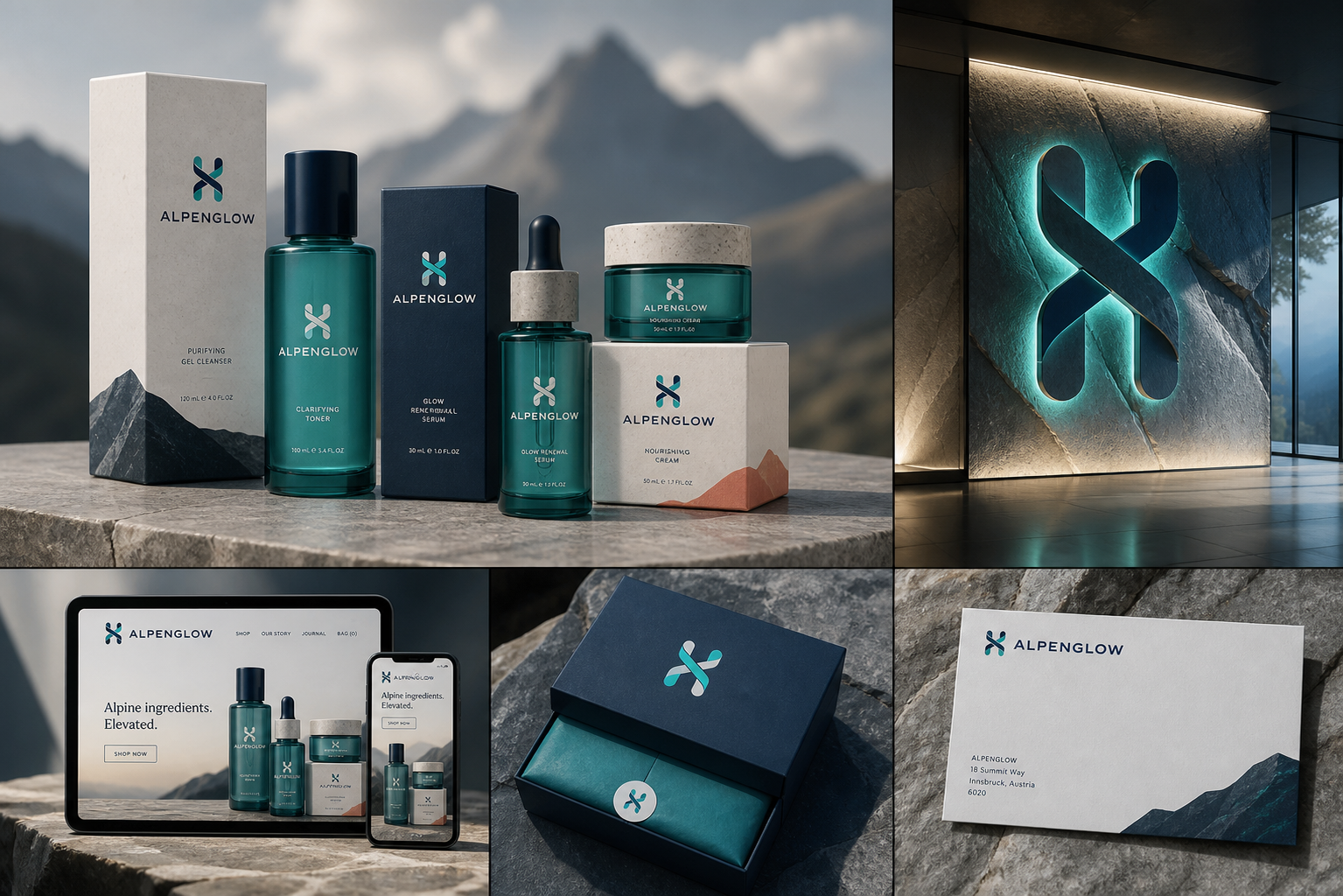 Alpenglow Skincare Launch — Closing skincare identity ecosystem.