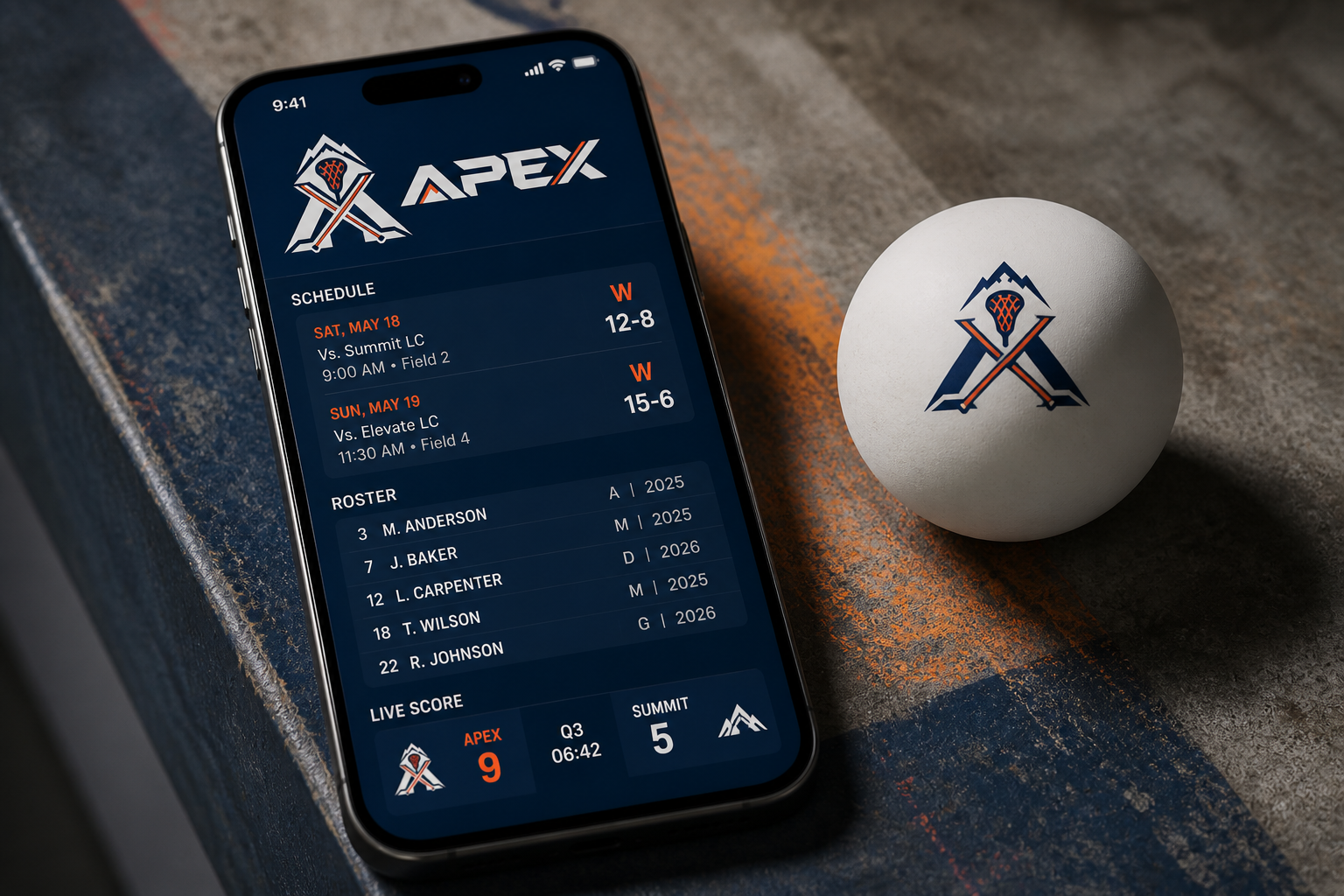 APEX Lacrosse Club — Mobile club experience.