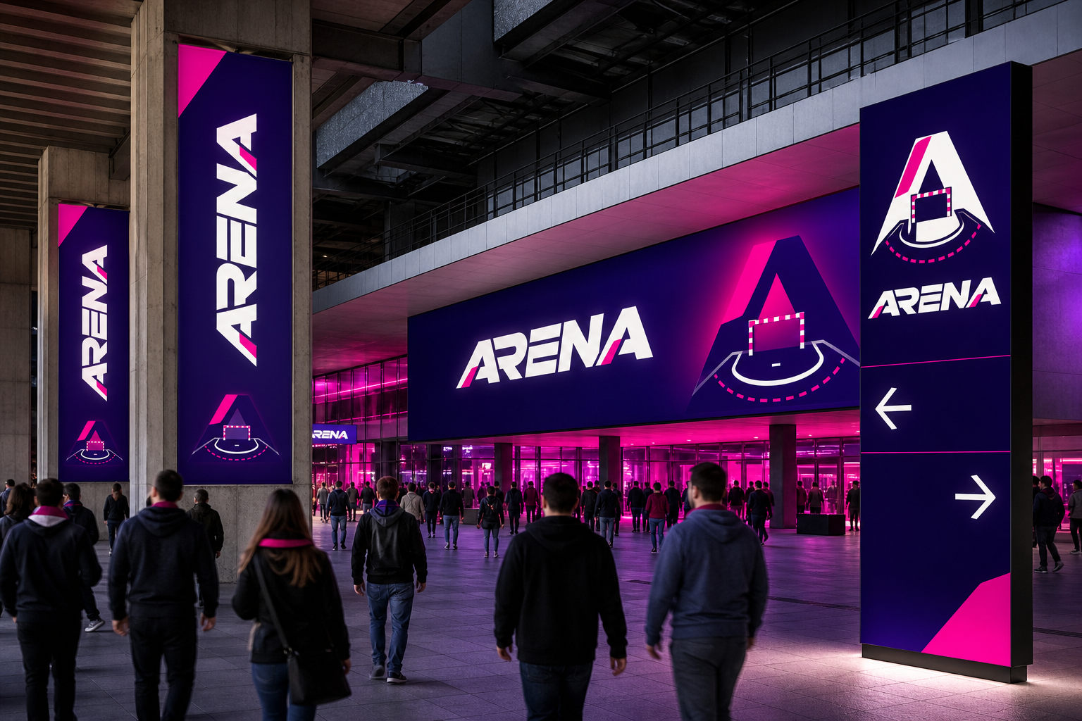 Arena Handball Campaign — Arena entrance, concourse and wayfinding campaign.