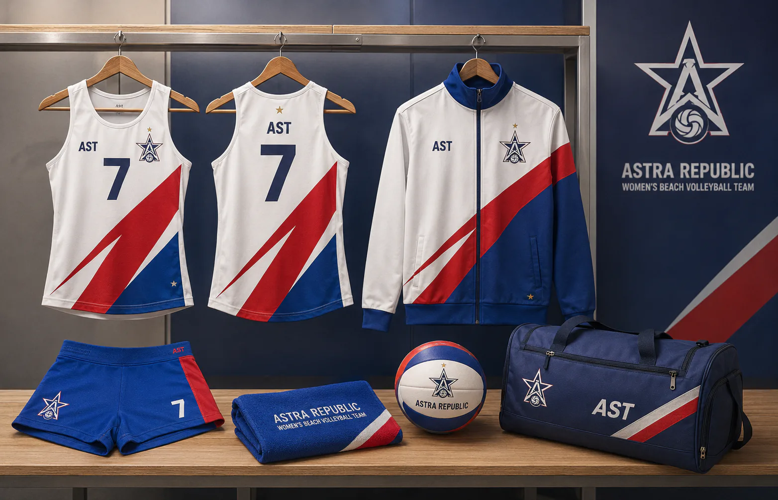 Astra Republic Women’s Beach Volleyball Team — Athlete-village apparel display