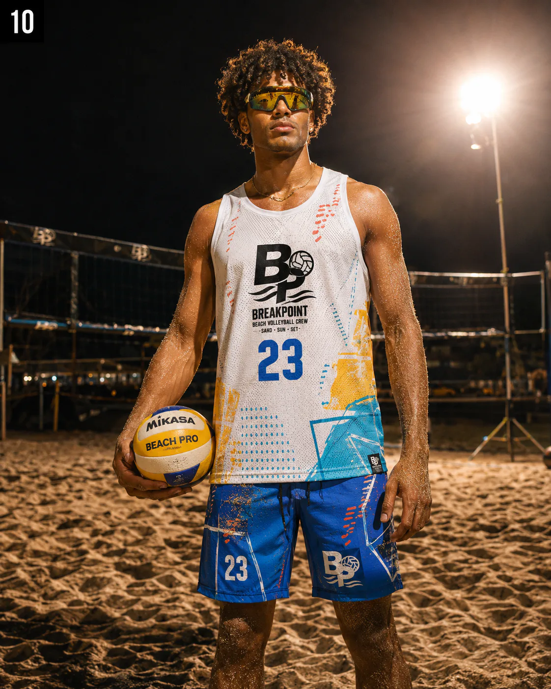 Breakpoint Beach Volleyball Crew — Night floodlight and pop-up-shop finale