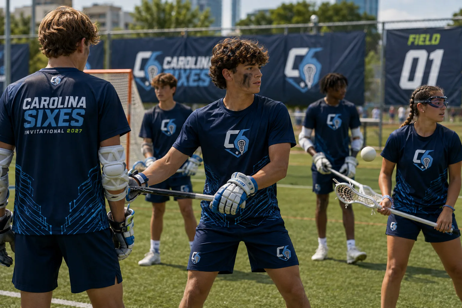 Carolina Sixes Invitational 2027 — Shooter-shirt warmup scene