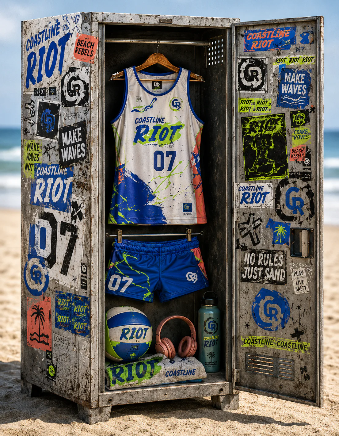 Coastline Riot Women’s Beach Volleyball Crew — Beach-event banner system