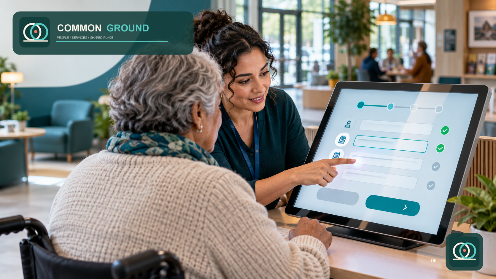 Common Ground Digital Brand — Accessible form states used with support at a public service desk.