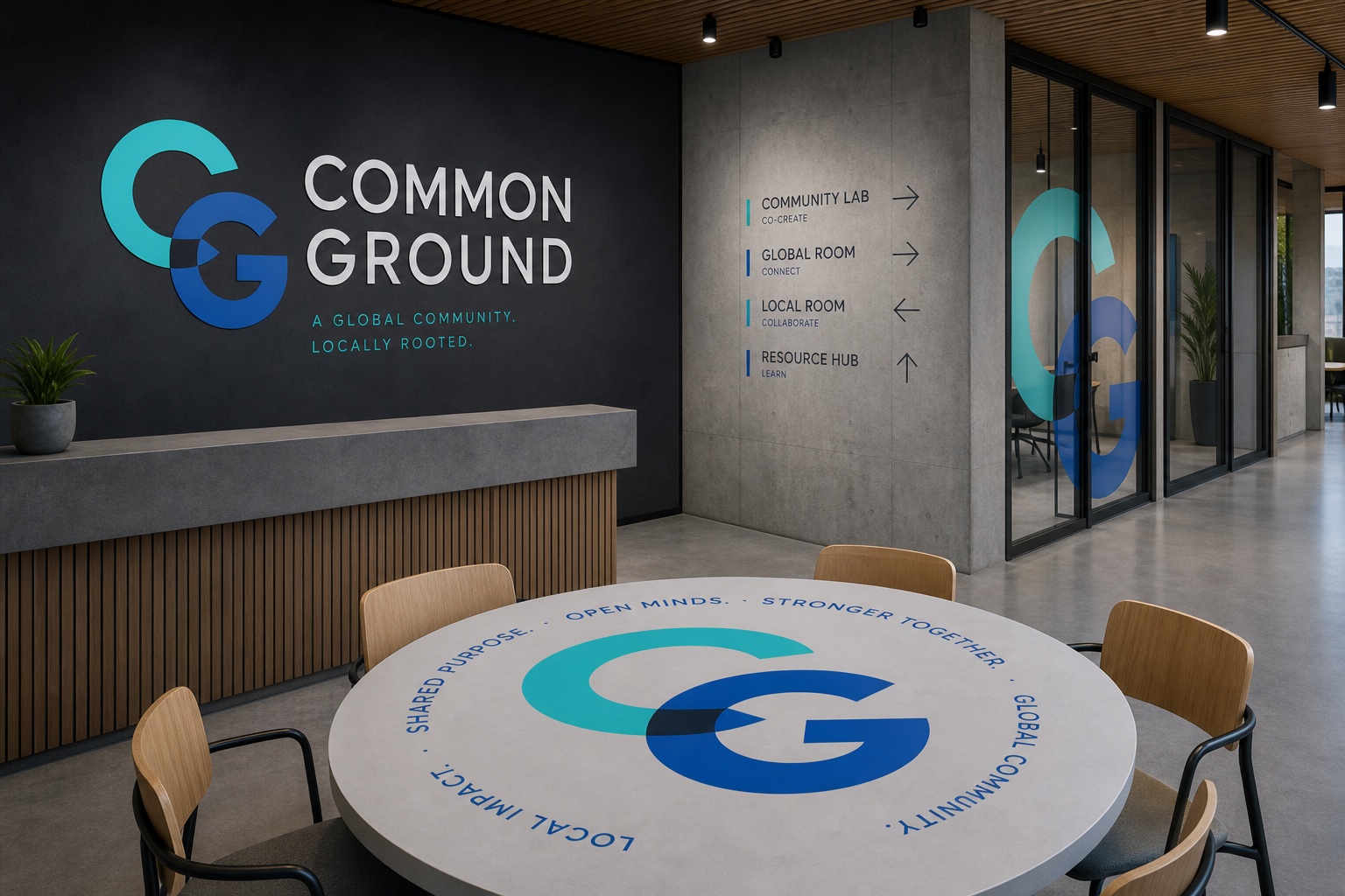 Common Ground Digital Brand — Community-hub wayfinding.