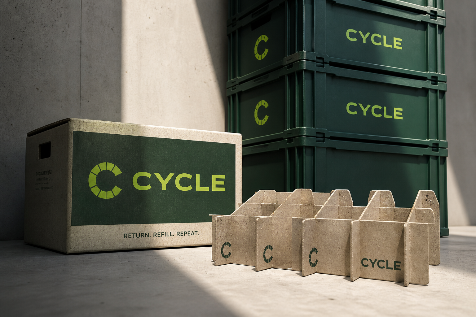 Cycle Circular Packaging — Return crate and delivery packaging.