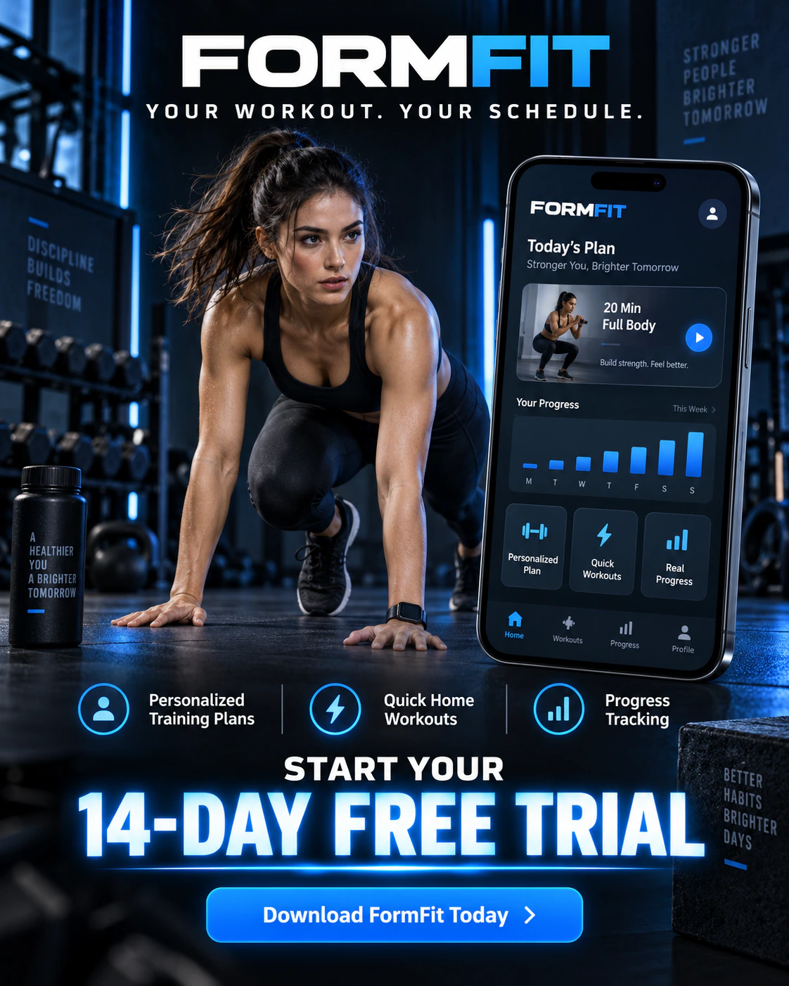 FormFit mobile fitness app free-trial social advertisement
