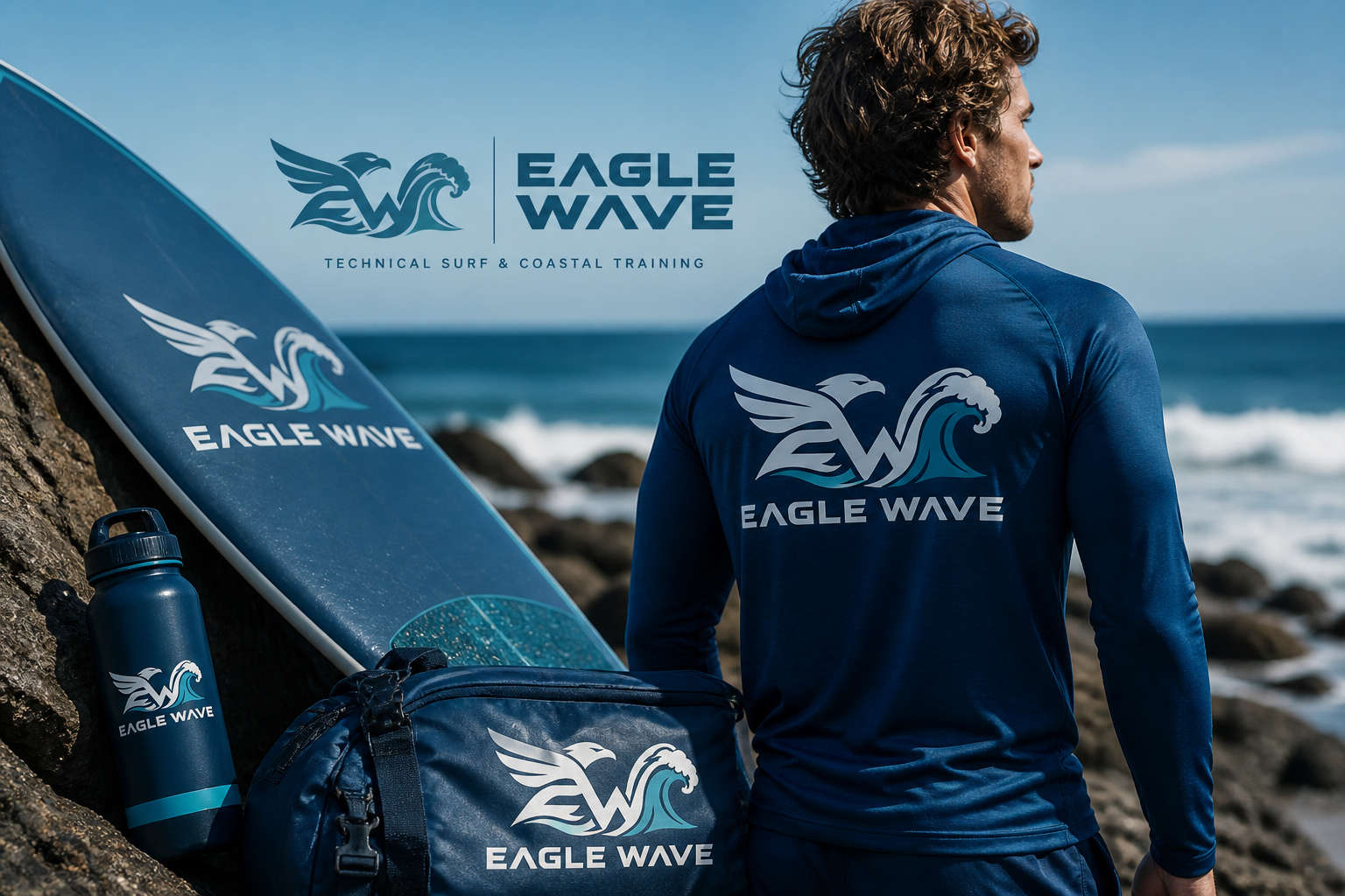 Eagle Wave Logo Design — Technical apparel system.