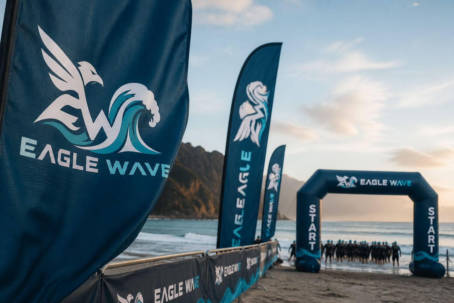 Eagle Wave Logo Design — Coastal event wayfinding.