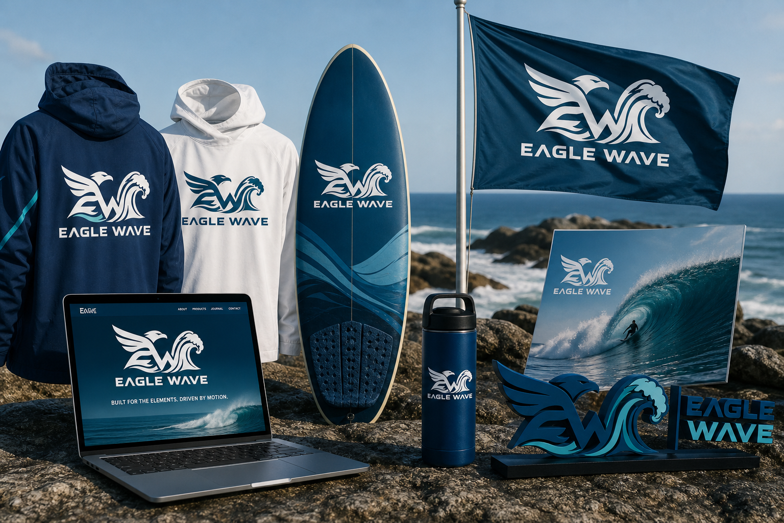 Eagle Wave Logo Design — Closing Eagle Wave identity ecosystem.