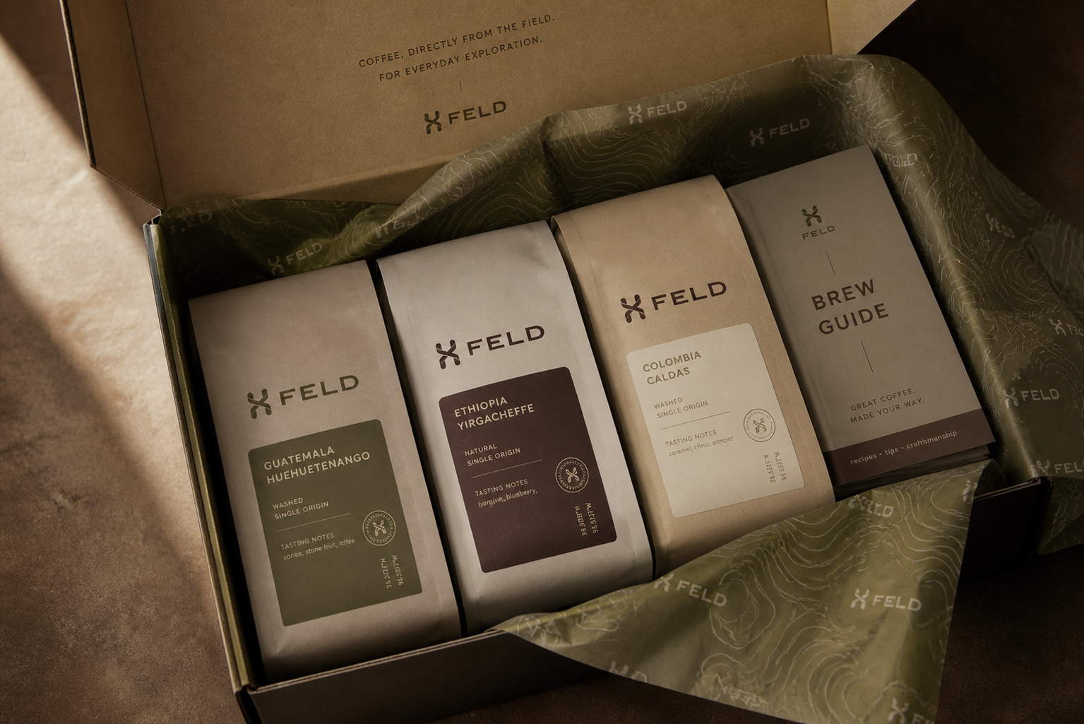 Feld Coffee Range — Subscription shipping system.