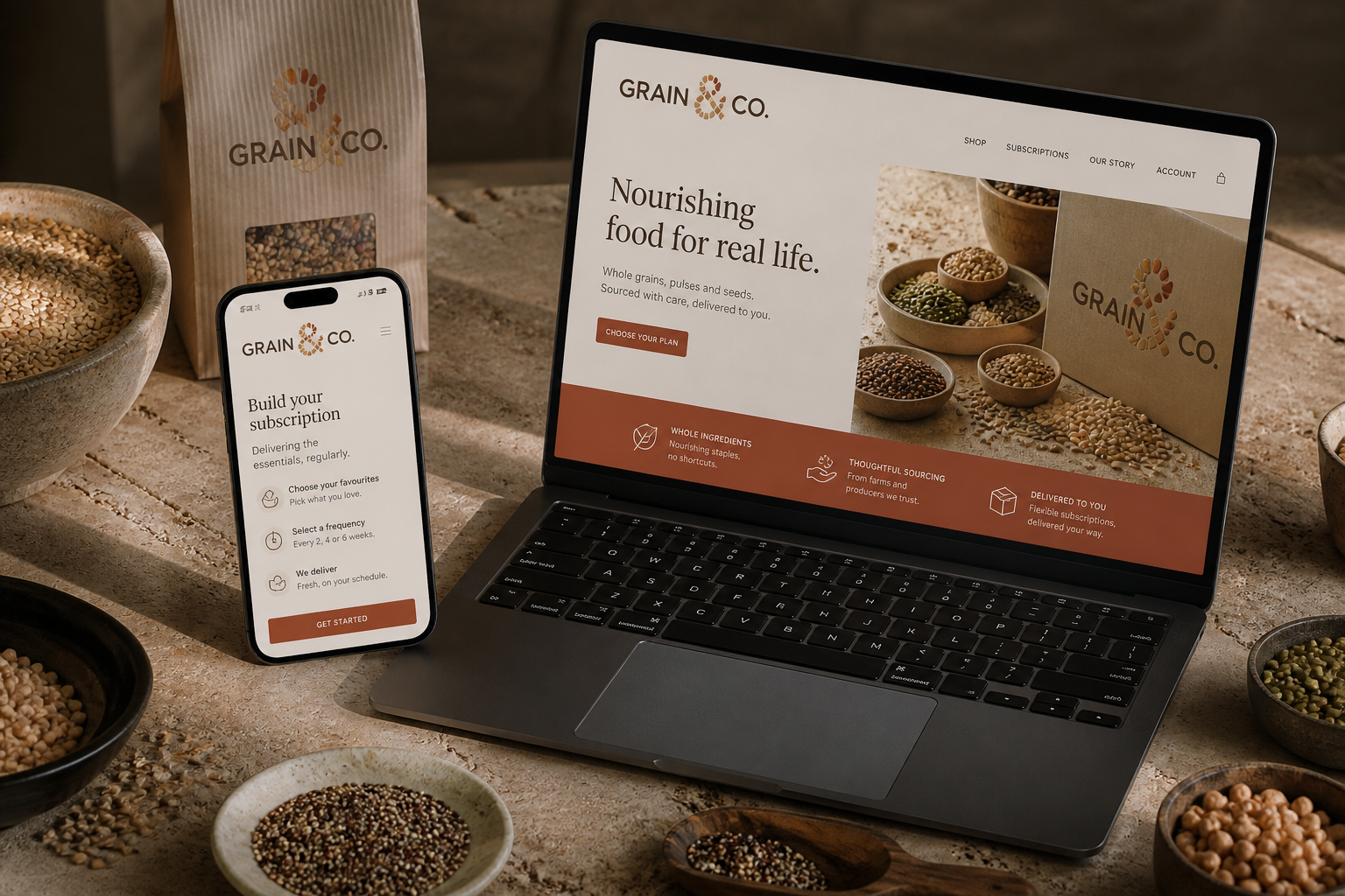 Grain & Co. Product Launch — Subscription-commerce experience.