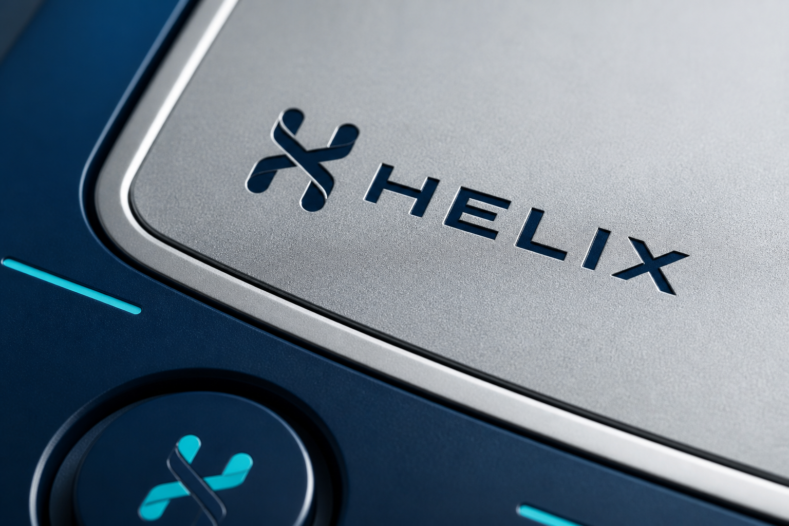 Helix MedTech System — Etched device identity detail.