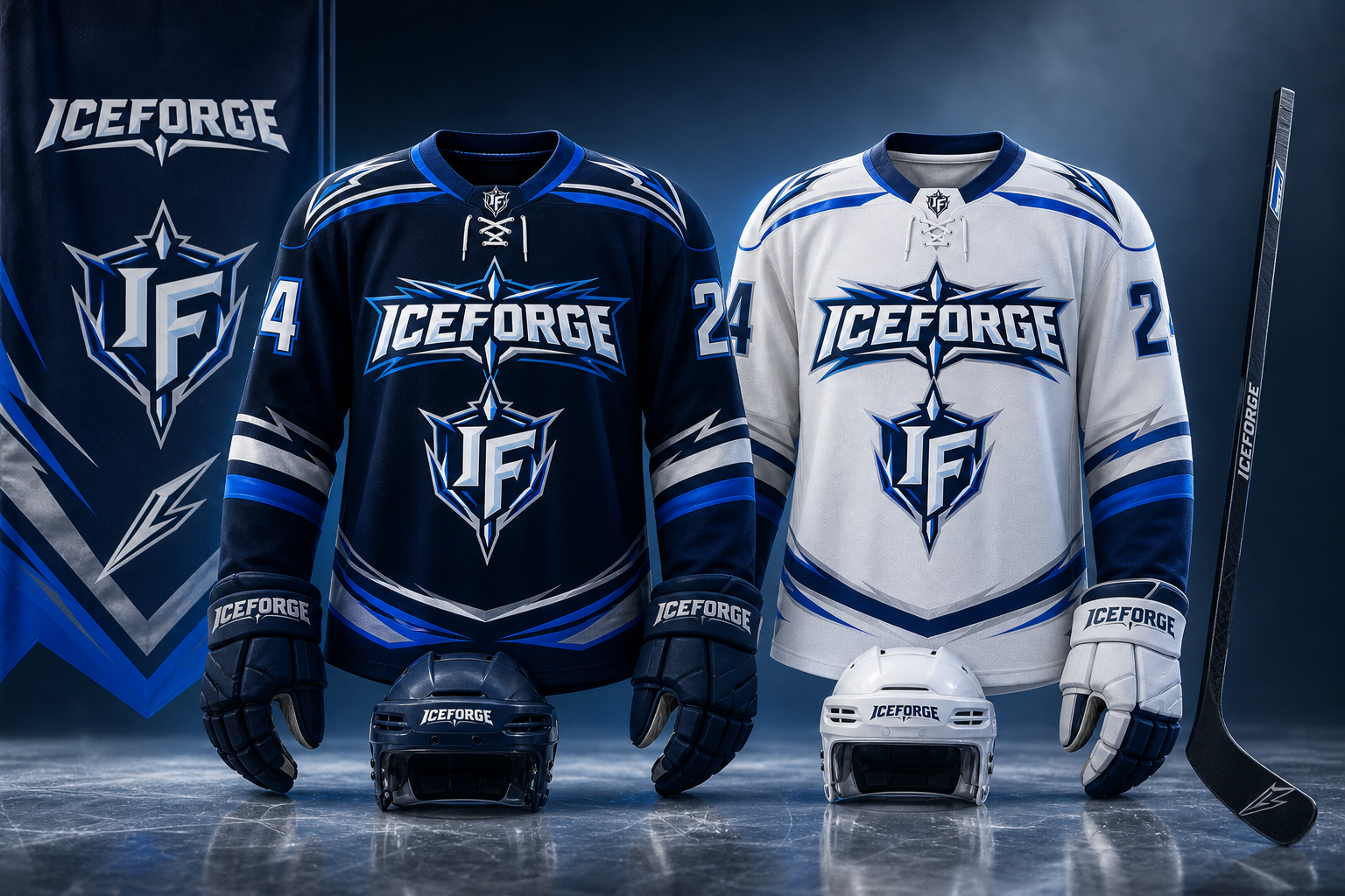 Iceforge Hockey Identity — Home and away jersey system.