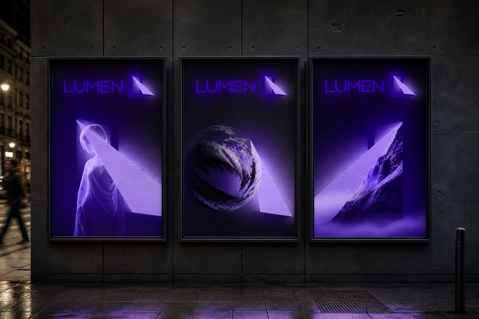 Lumen Museum Season — Flexible street-poster family for multiple exhibitions.