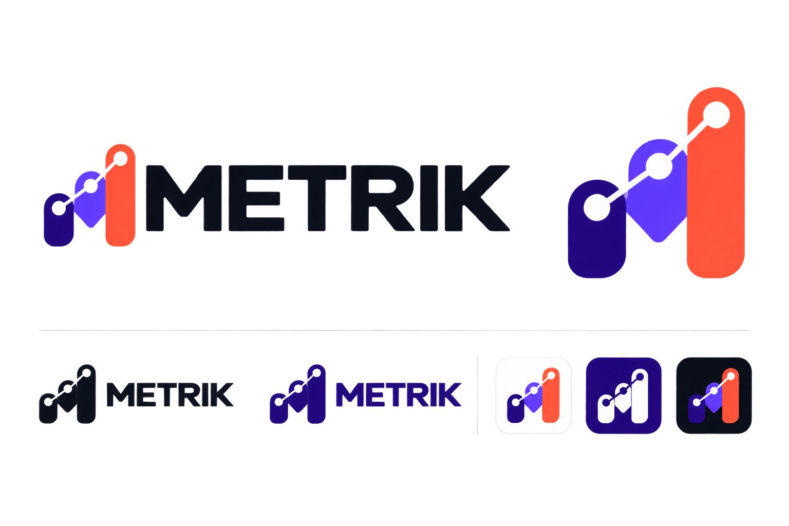 Metrik SaaS Launch master logo and icon system