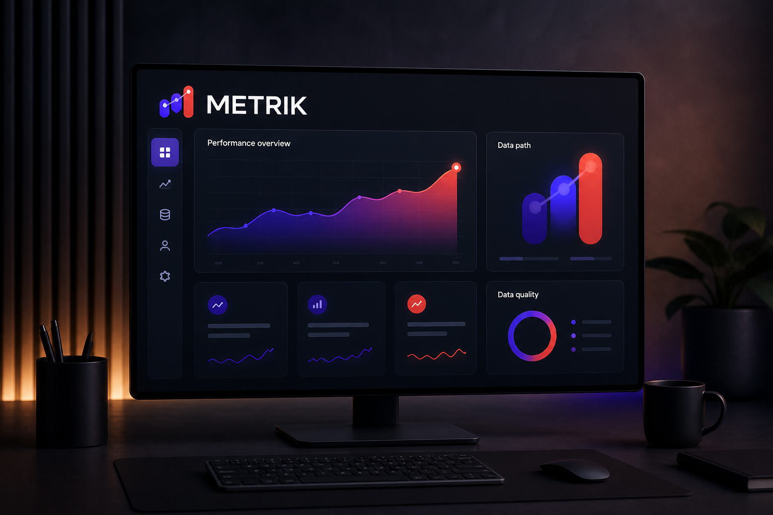Metrik SaaS Launch — Responsive analytics marketing homepage.