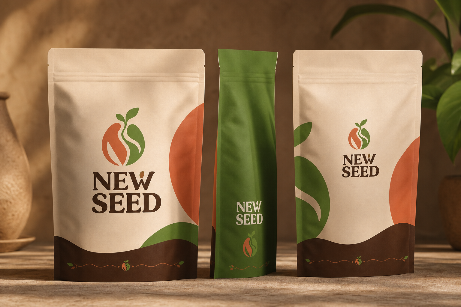 New Seed Food System — Front, back and side packaging hierarchy details.