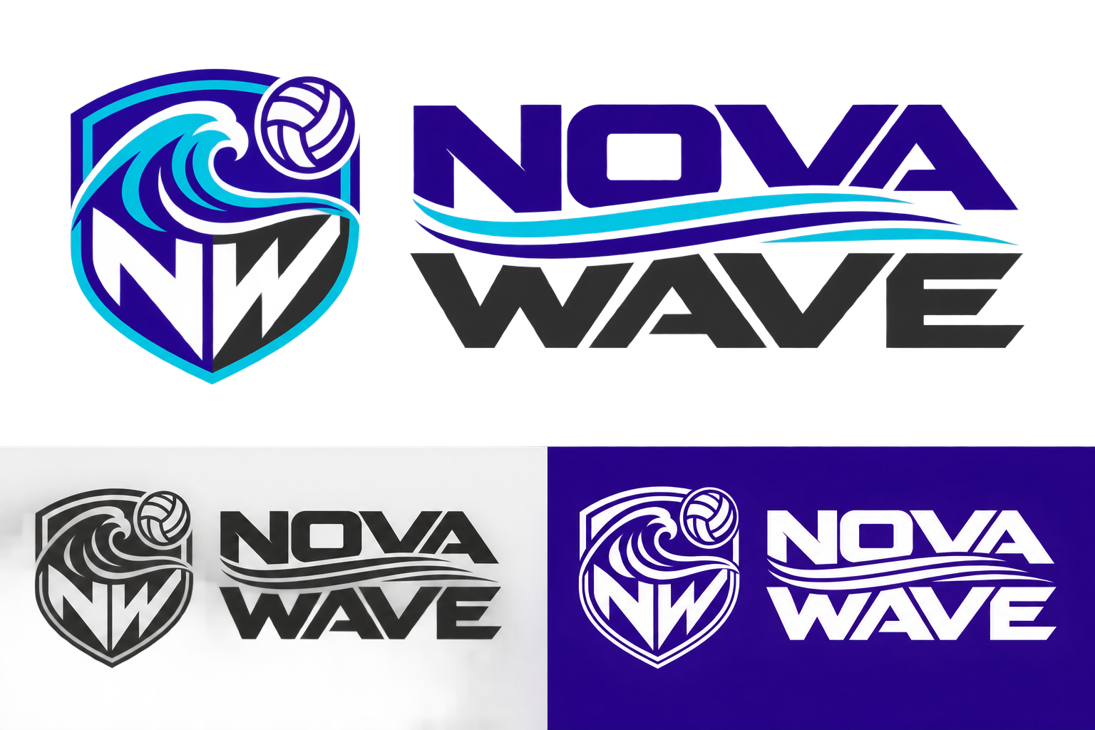 Nova Wave Volleyball Club Uniform & Sports Identity master logo and icon system
