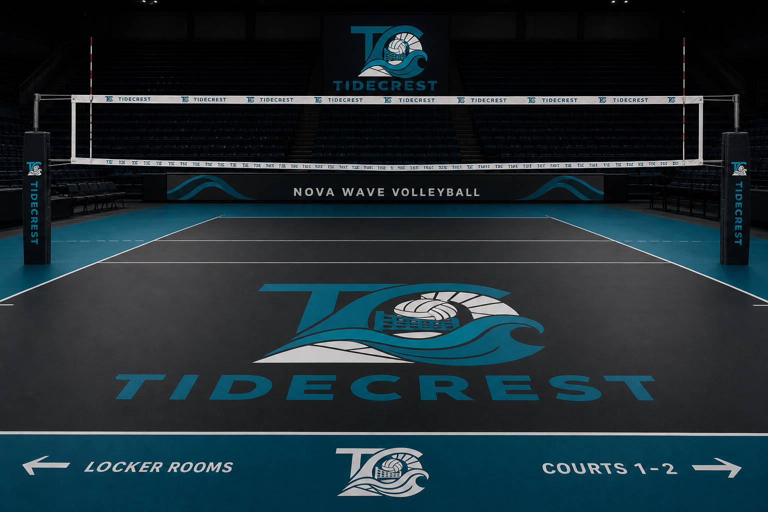 Nova Wave Volleyball Club Uniform & Sports Identity — Full-court graphic system.