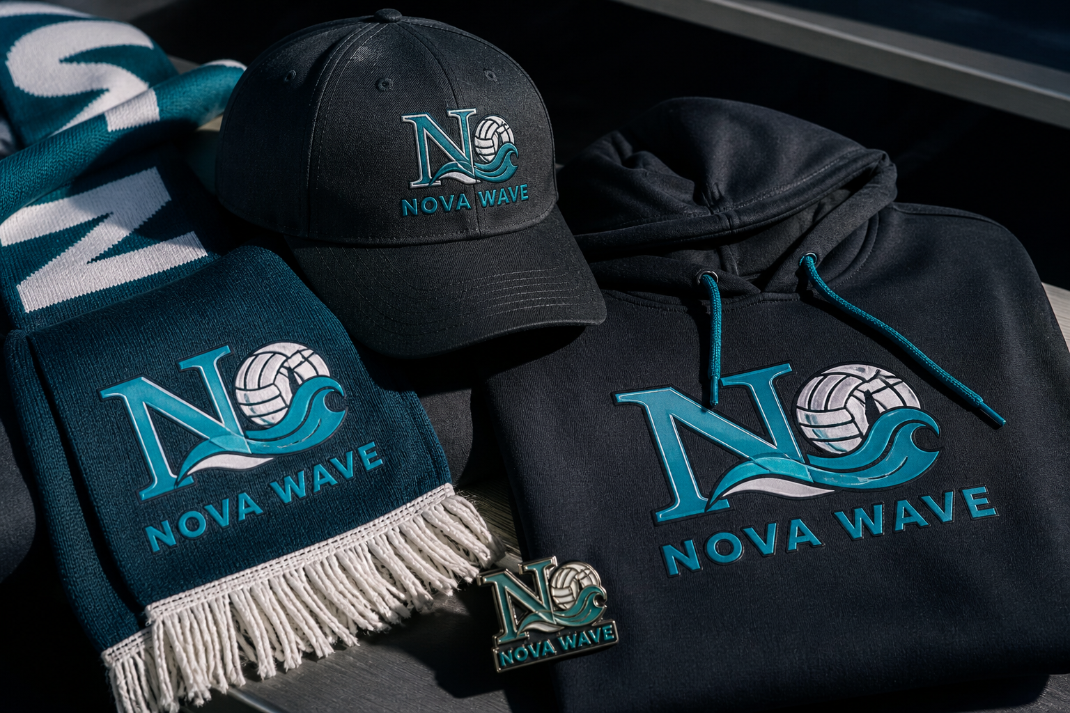 Nova Wave Volleyball Club Uniform & Sports Identity — Supporter merchandise family.