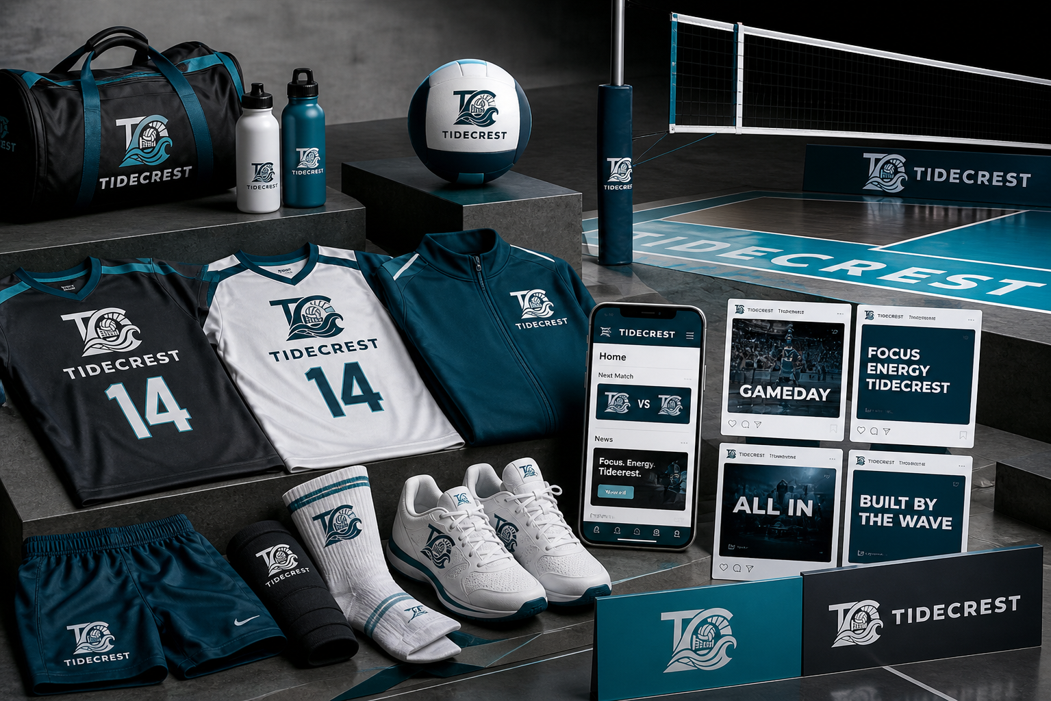 Nova Wave Volleyball Club Uniform & Sports Identity — Closing volleyball-club ecosystem.