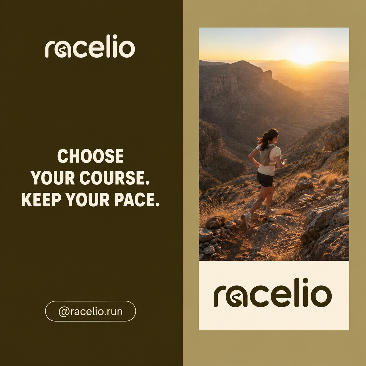 Racelio course-selection social composition with a trail runner