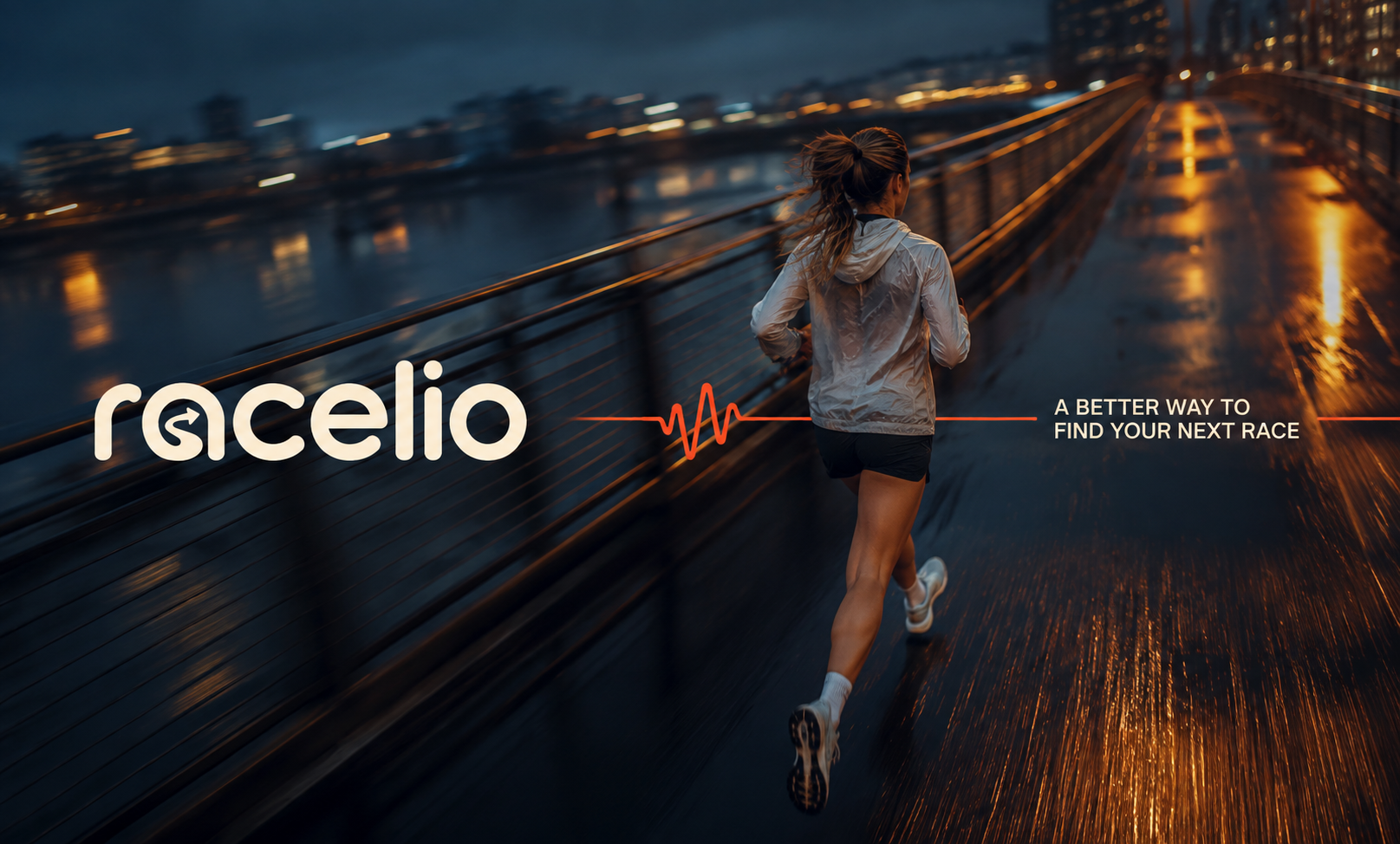 Night running campaign with Racelio route pulse graphic