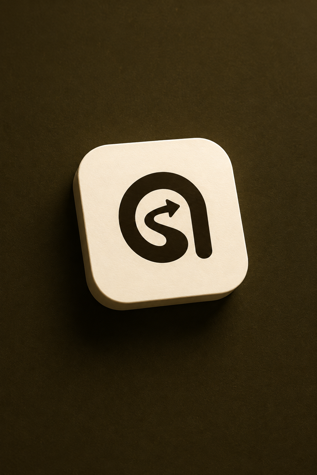 Racelio route-arrow app icon on a warm dark surface