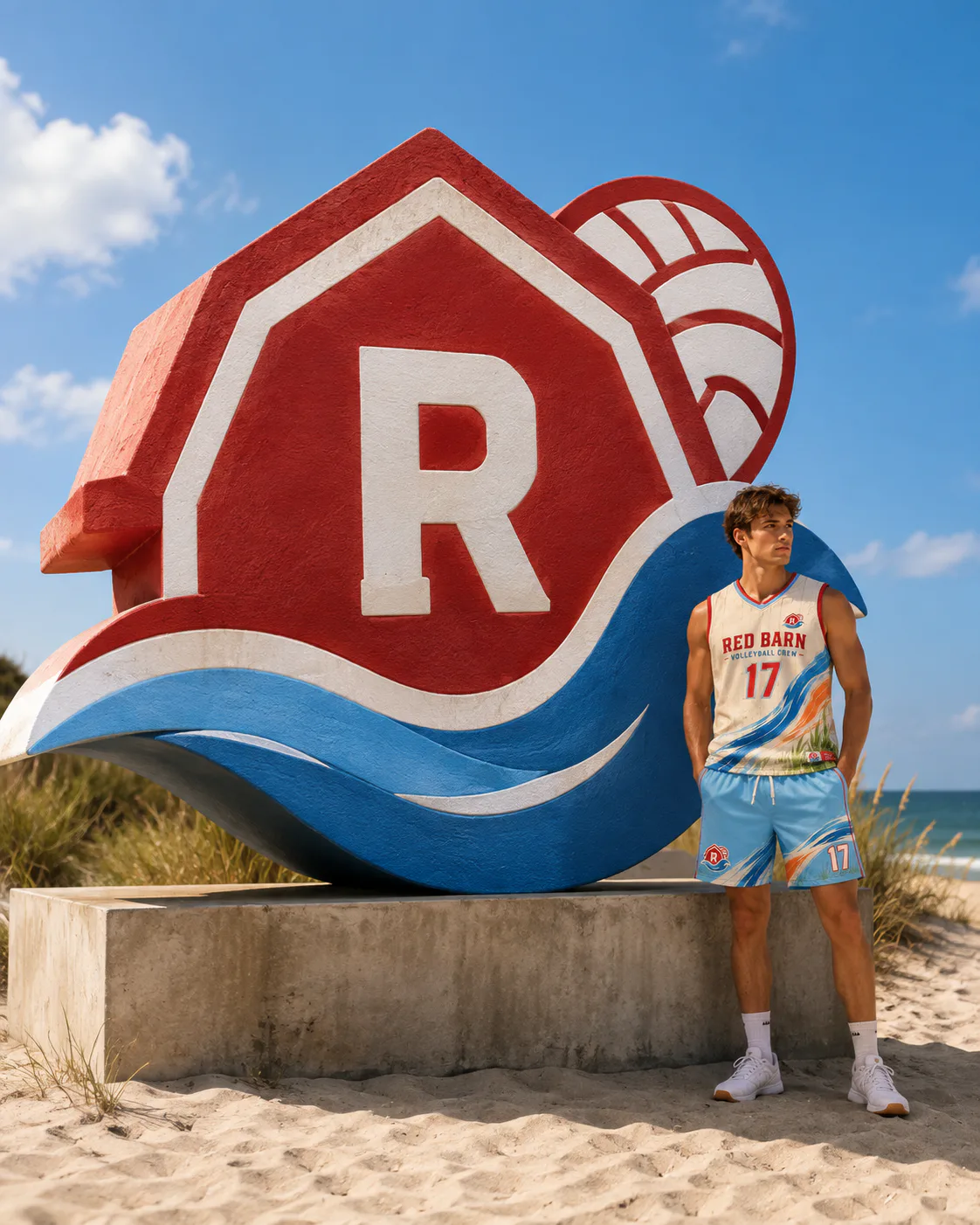 Red Barn Volleyball Crew — Barnwave Collection — Oversized logo sculpture