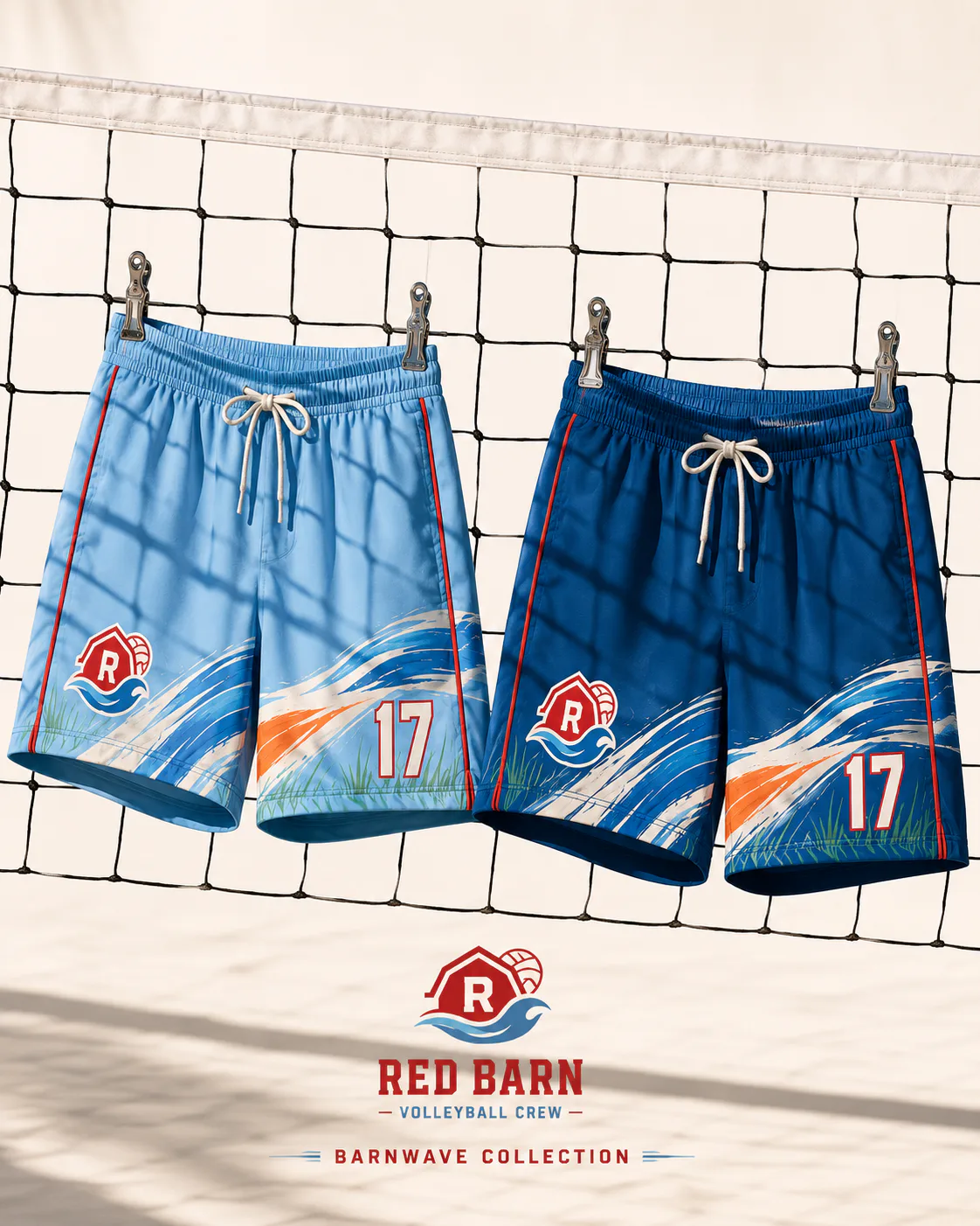 Red Barn Volleyball Crew — Barnwave Collection — Net display