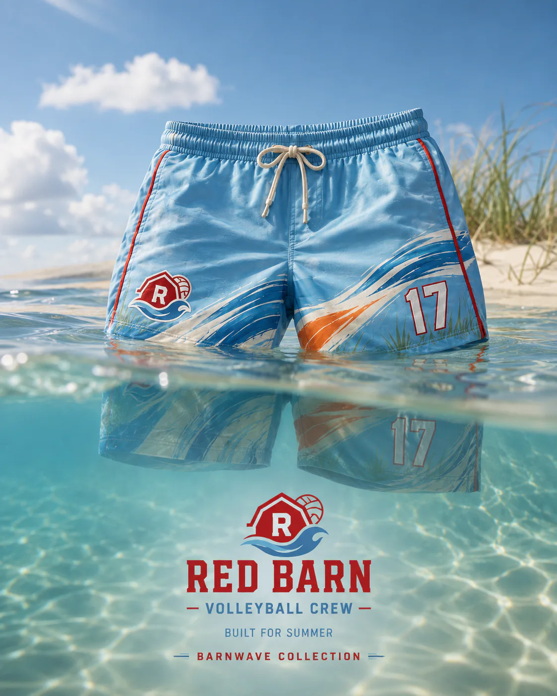 Red Barn Volleyball Crew — Barnwave Collection — Split-waterline image
