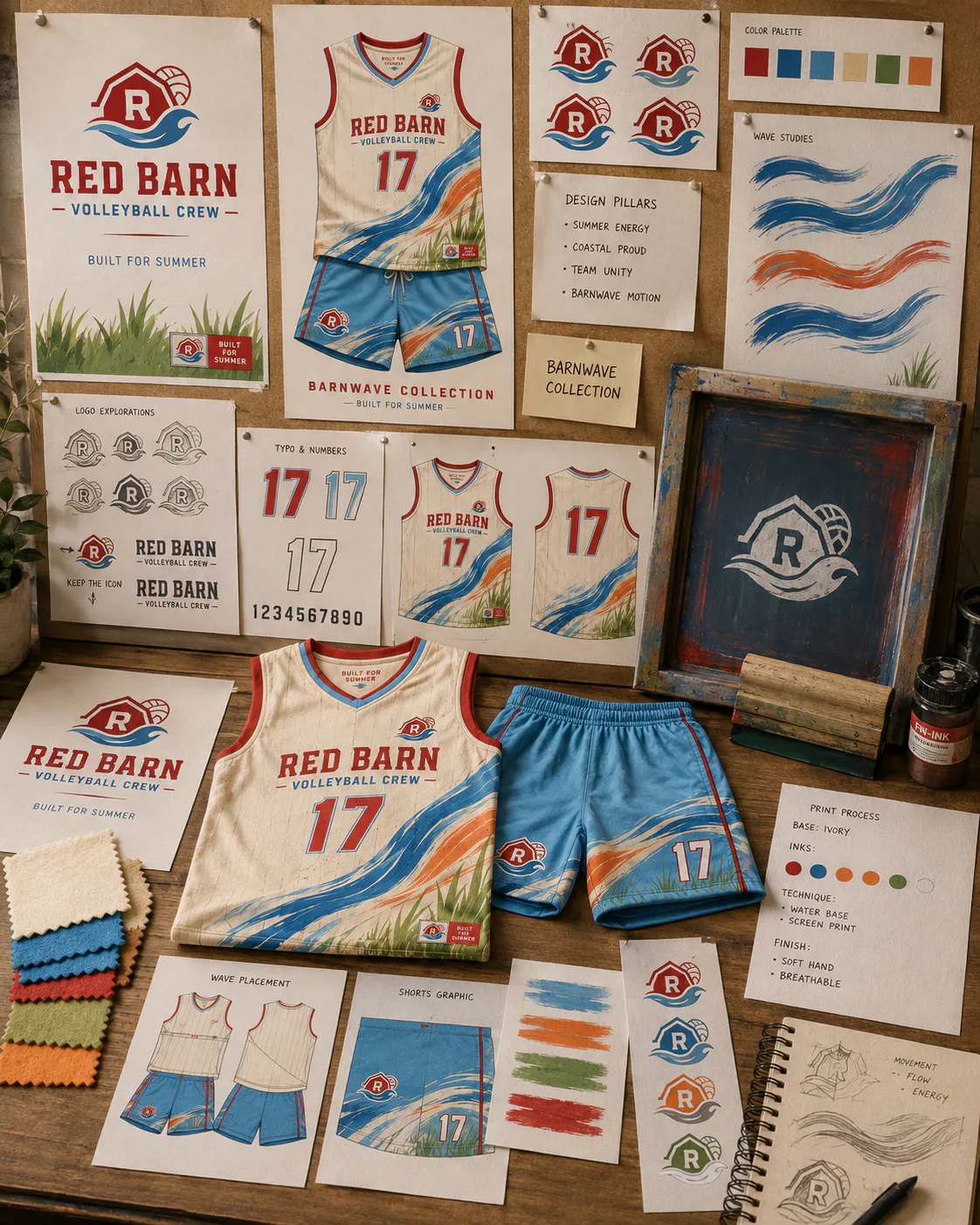 Red Barn Volleyball Crew — Barnwave Collection — Screen-print workshop