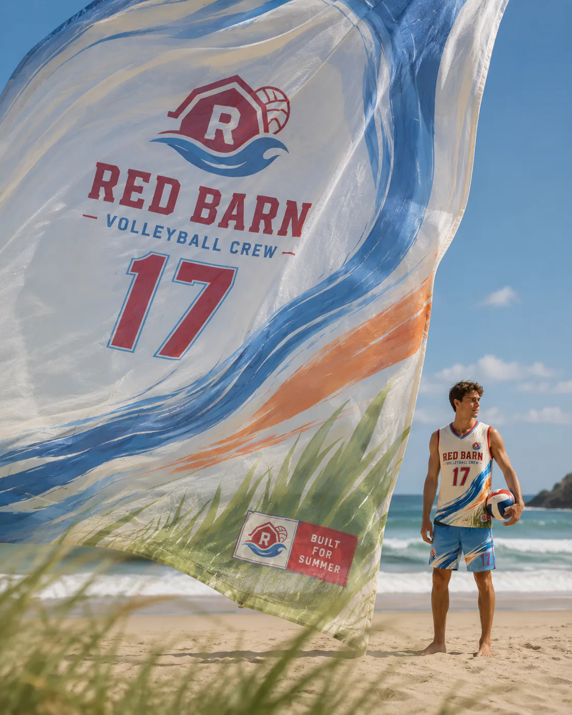Red Barn Volleyball Crew — Barnwave Collection — Wind-banner and event-world finale