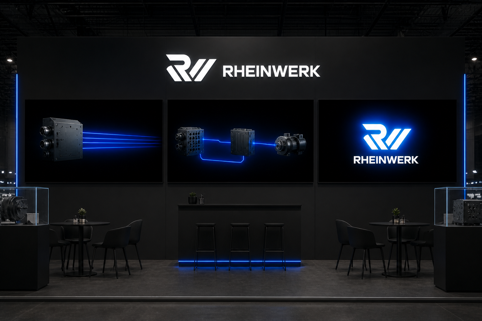 Rheinwerk Trade Fair Campaign — Silent synchronized motion loop across booth screens.