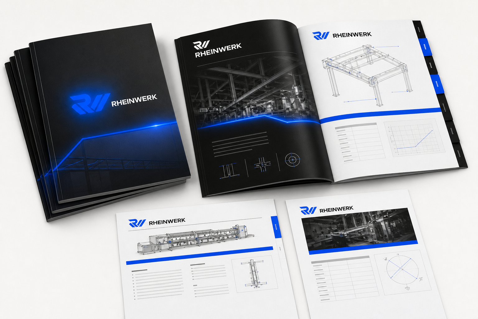 Rheinwerk Trade Fair Campaign — Technical brochure and data-sheet system.