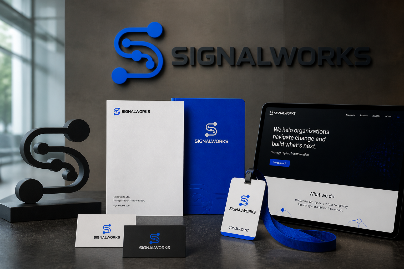 Signalworks Brand System — Closing corporate identity ecosystem.
