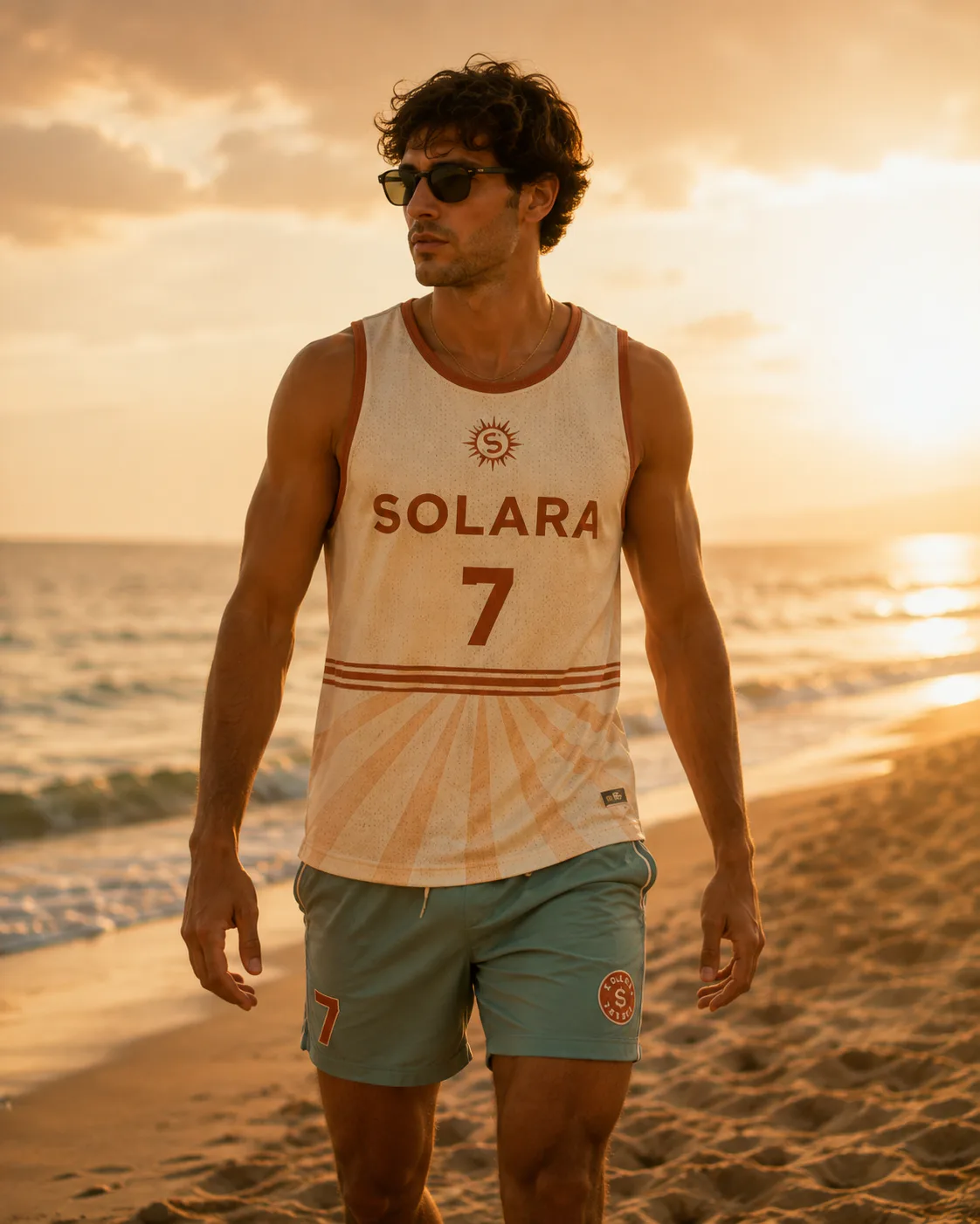 Solara Beach Volleyball Society — Golden-hour walking portrait