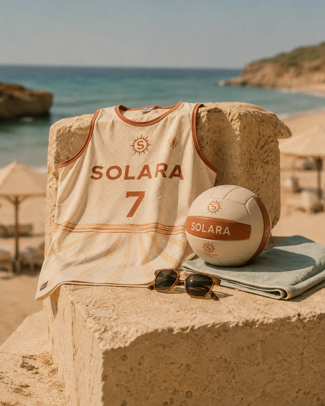 Solara Beach Volleyball Society — Stone-pedestal product shot