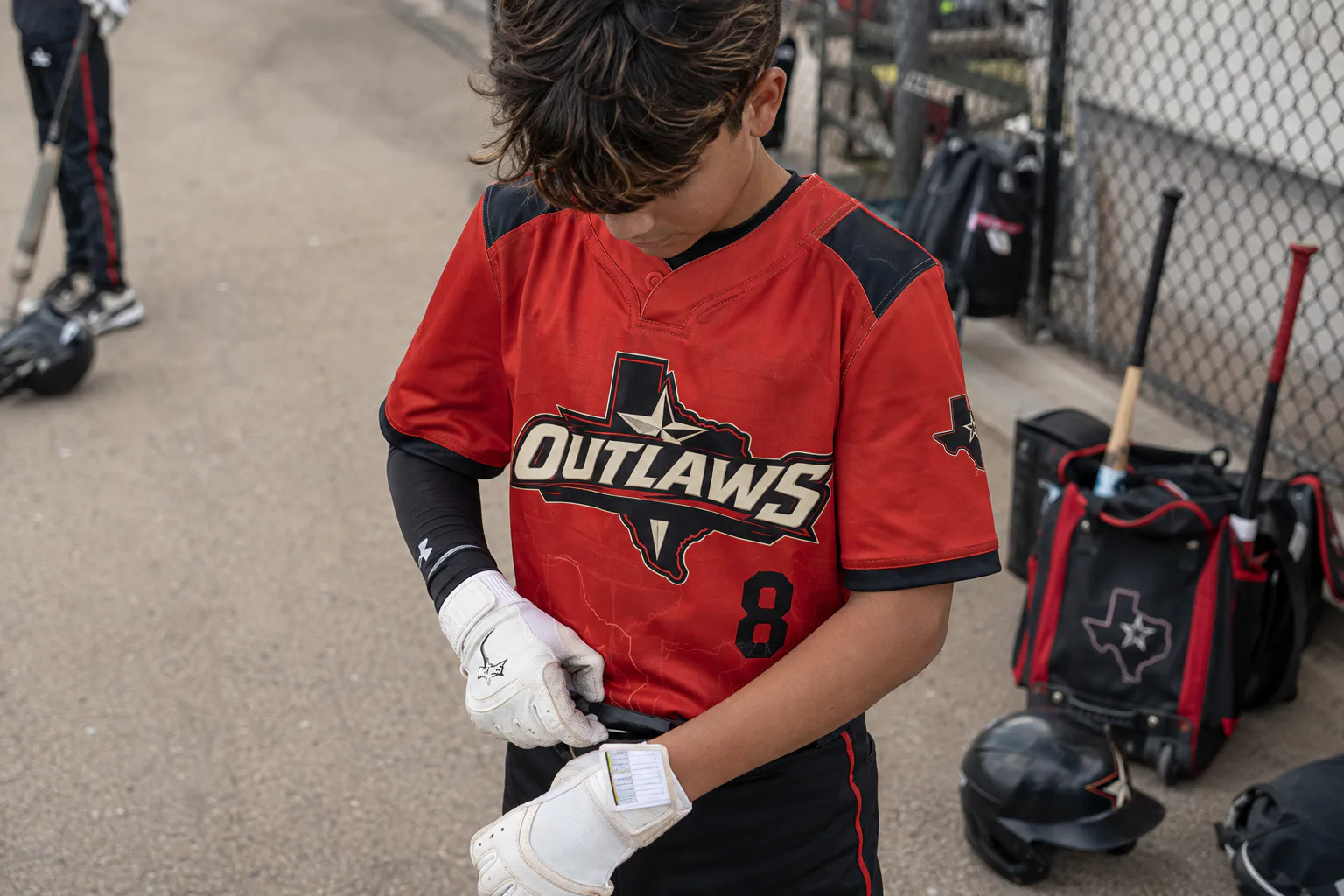 Texas Outlaws Baseball & Softball — Cap and helmet embroidery
