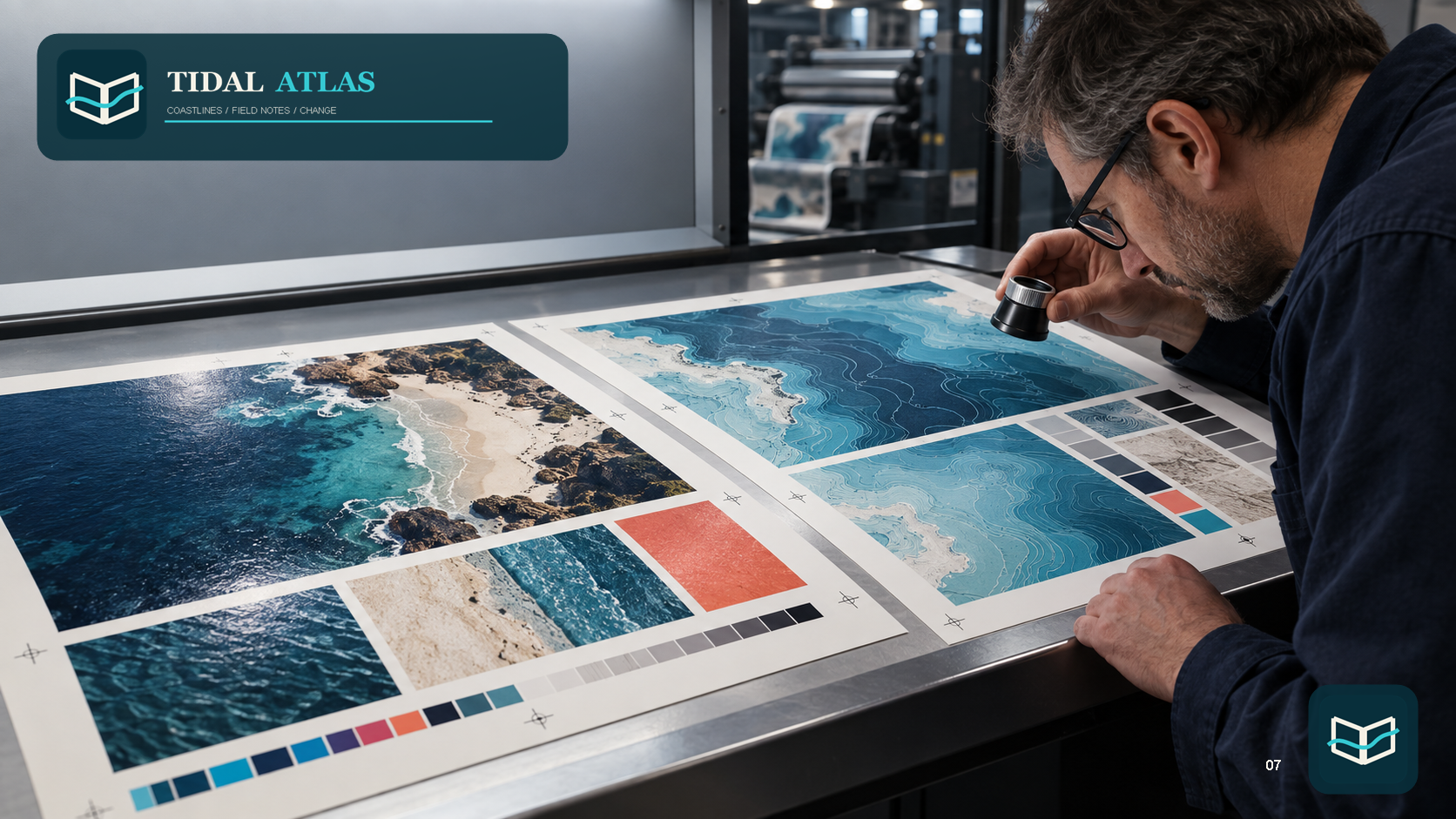 Tidal Atlas color and paper proof under press-check light