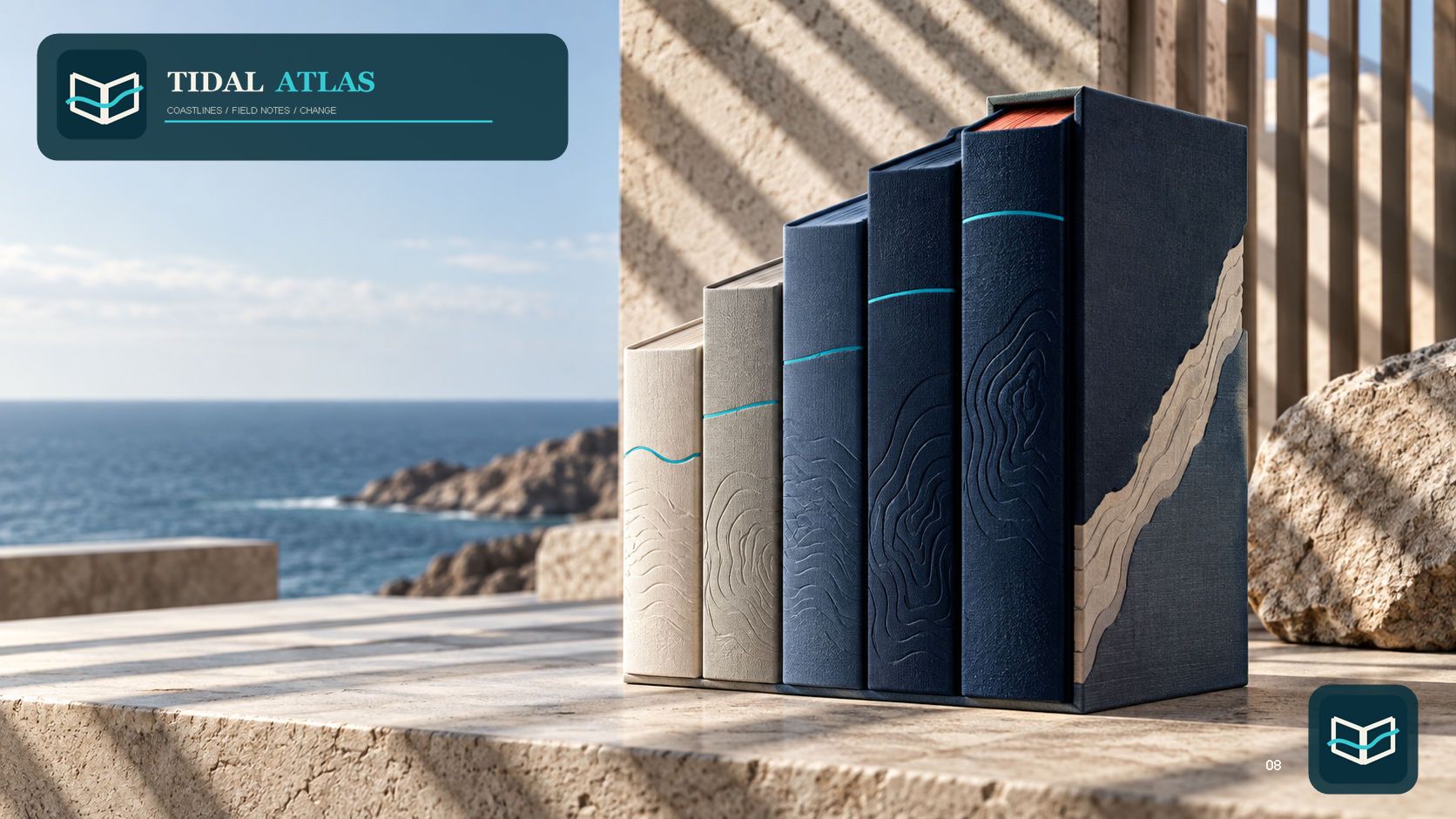Tidal Atlas chapter volumes arranged as a coastal publication family