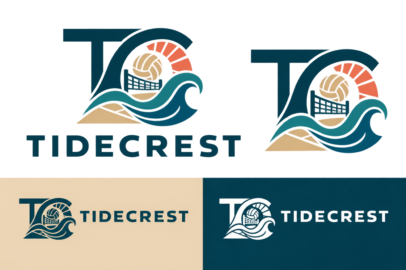 Tidecrest Beach Volleyball Club master logo and icon system