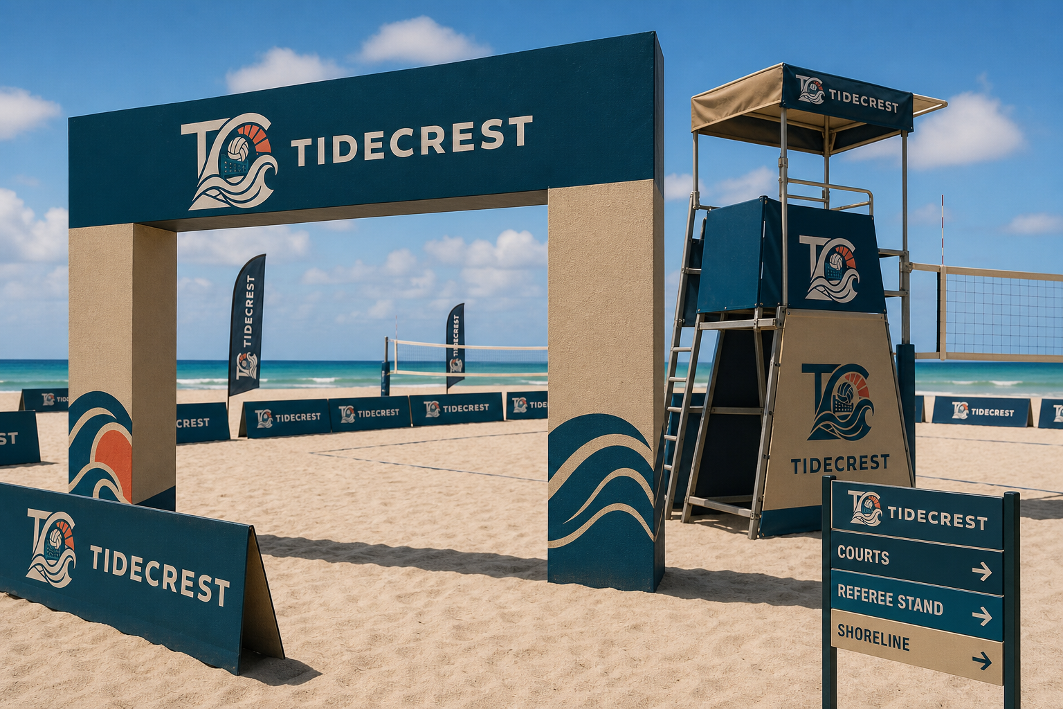 Tidecrest Beach Volleyball Club — Tournament environment and wayfinding.