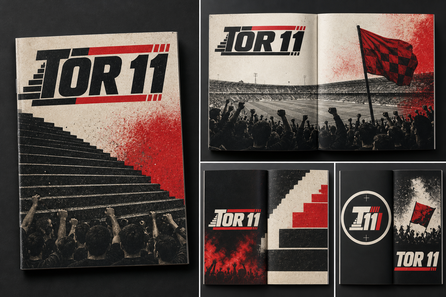 Tor 11 Fan Culture — Match-day zine cover and editorial spreads.