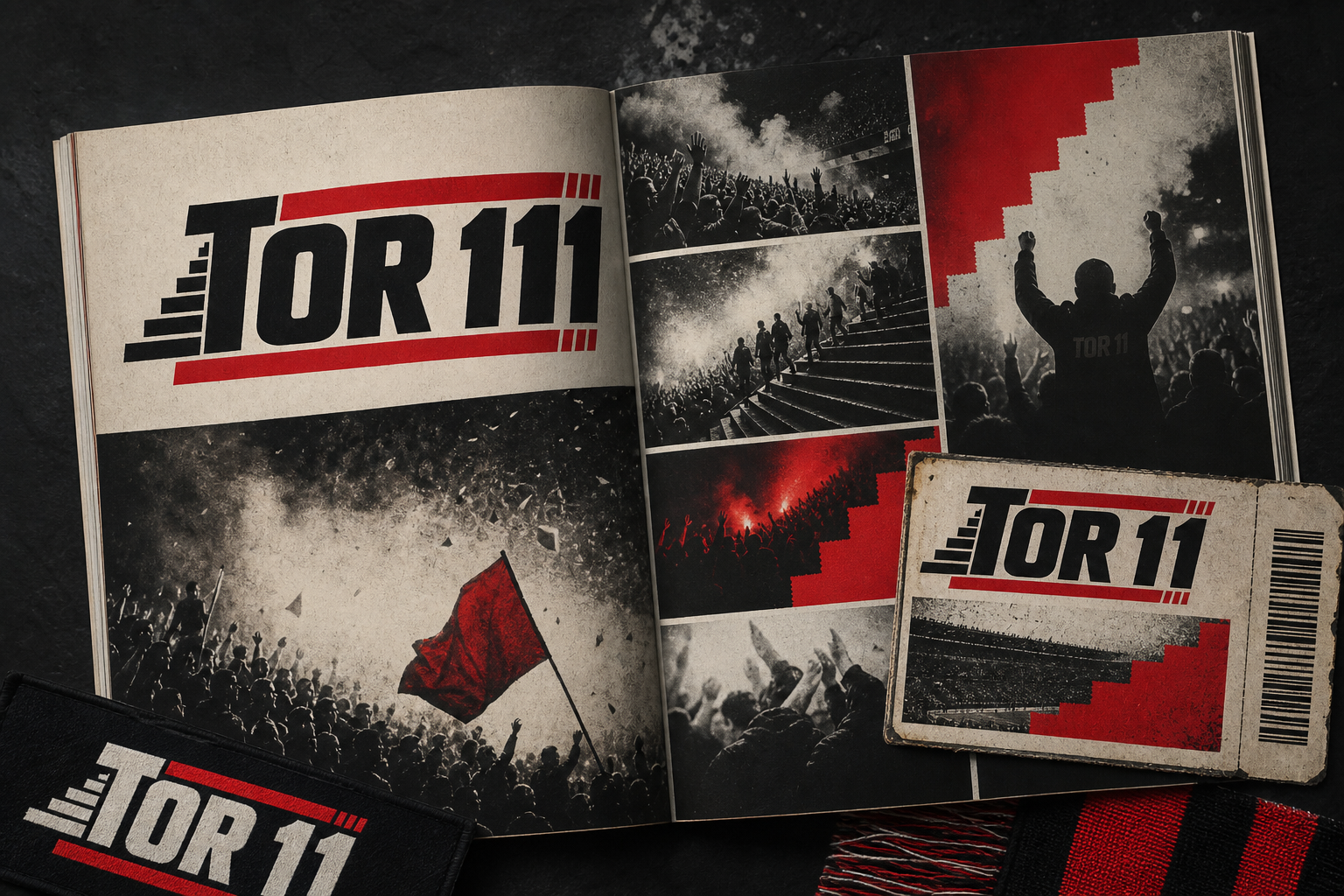 Tor 11 Fan Culture — Supporter photo-essay and ticket-stub editorial pages.