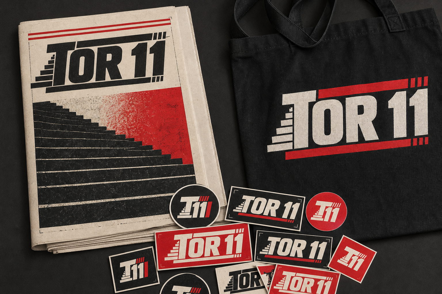 Tor 11 Fan Culture — Newsprint, sticker and tote publication kit.