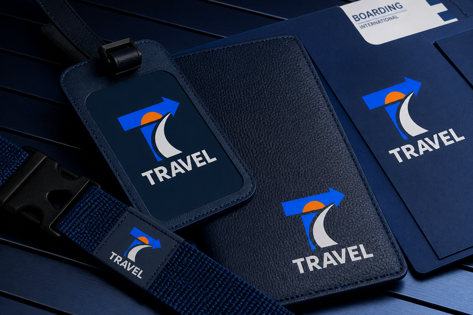 Travel Logo — Luggage-tag and journey-accessory suite.