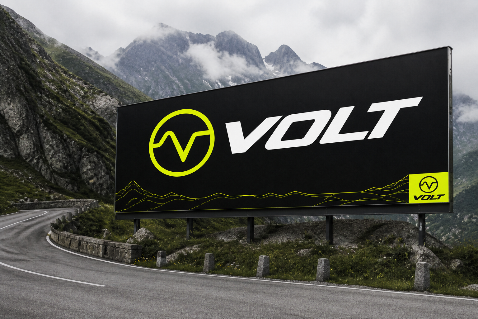 Volt Cycling Series — Roadside campaign beside an alpine switchback.
